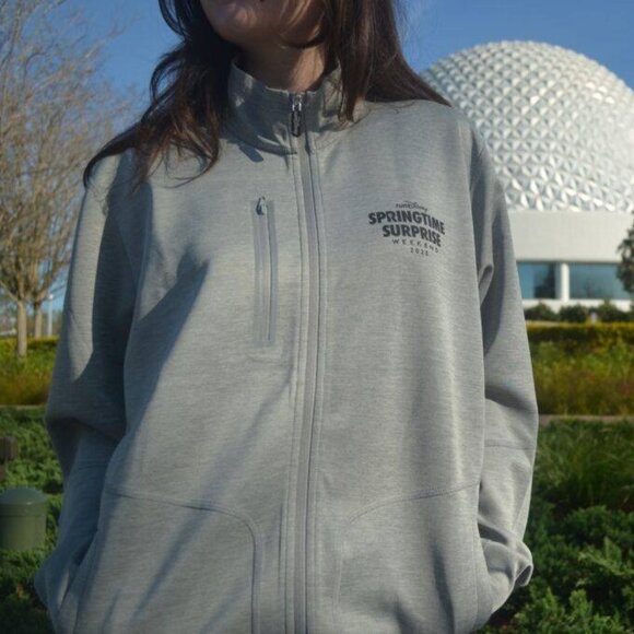 2025 RunDisney Springtime Surprise Weekend Gray Zip-Up Jacket for Adults - Picture 8 of 8